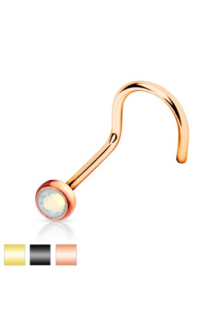 Piercing - ocelová nosovka barevná s čirým opálem