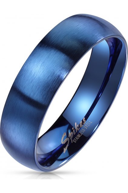 Modrý ocelový prsten s matným povrchem