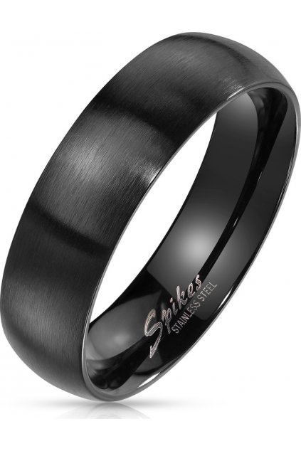 Černý ocelový polomatný prsten