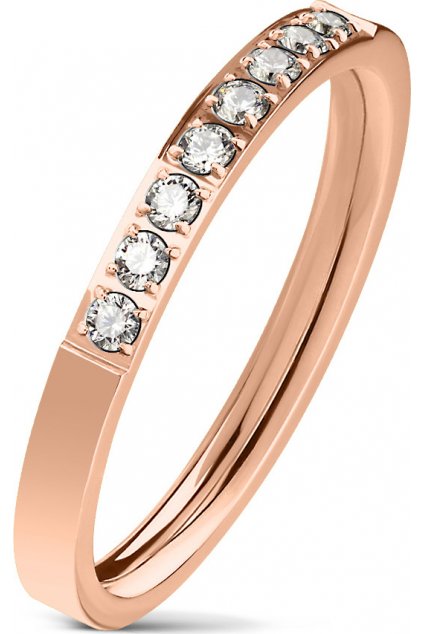 Rosegold ocelový prsten s 8 zirkony