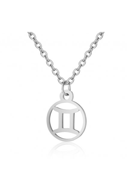 Ocelový náhrdelník s přívěskem znamení zvěrokruhu Blíženci