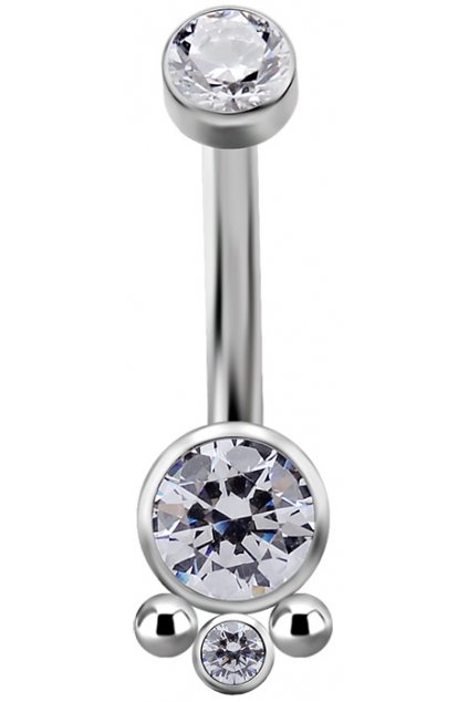 Titanový piercing do pupíku s vnitřním závitem se Swarovski ® zirkony č.5