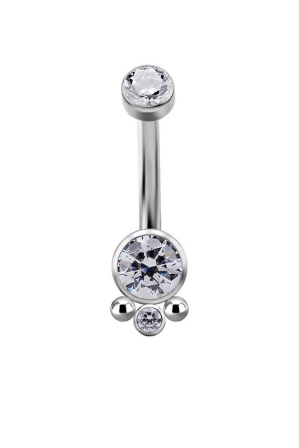 Titanový piercing do pupíku s vnitřním závitem s prémiovými zirkony č.5