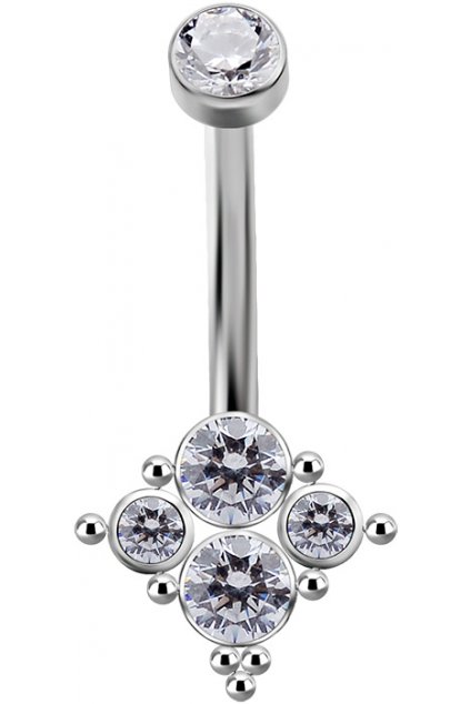 Titanový piercing do pupíku s vnitřním závitem se Swarovski ® zirkony č.9