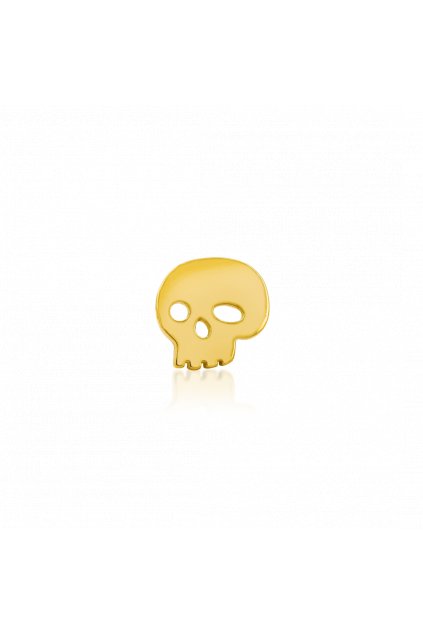 GOLD SKULL 14kt žluté zlato - koncovka piercingu