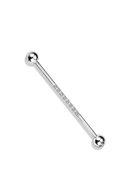Industrial piercing ocelový se zirkonovým pásem