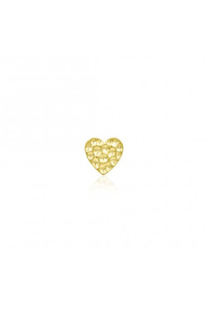 Hammered Heart - 4 mm - 14kt žluté zlato - koncovka piercingu