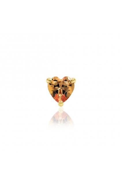Bezzávitová koncovka piercingu ze 14 kt žlutého zlata DARK CHAMPAGNE HEART