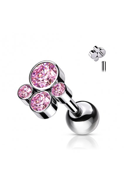 375087 6 titanova cinka do cartilage chrupavky s clusterem zirkonu kimberly