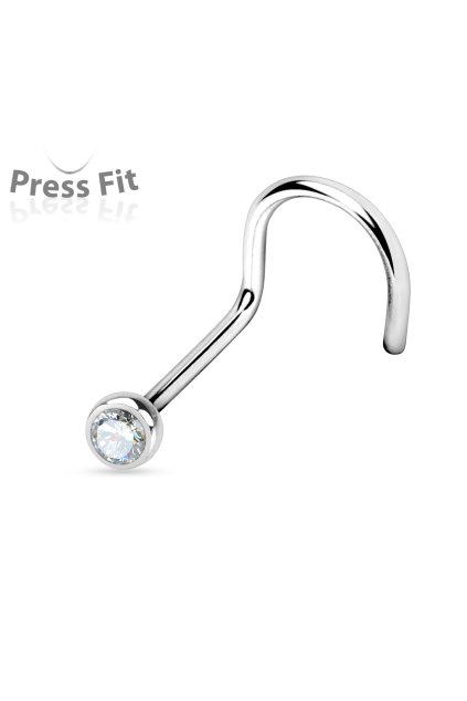 Ocelový piercing do nosu s kamínkem čirý extra tenký