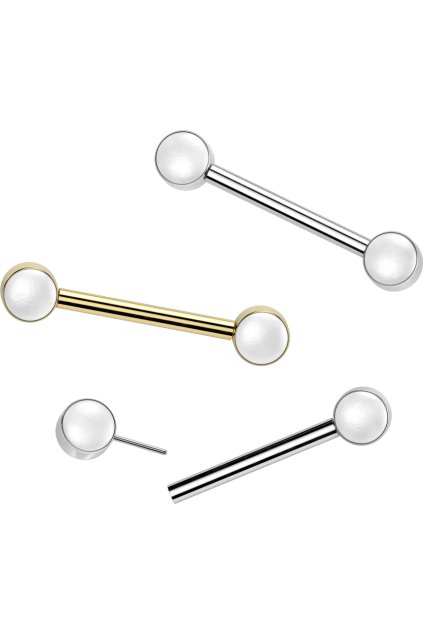 Titanový bezzávitový piercing do bradavky s perličkami Pearl Bliss