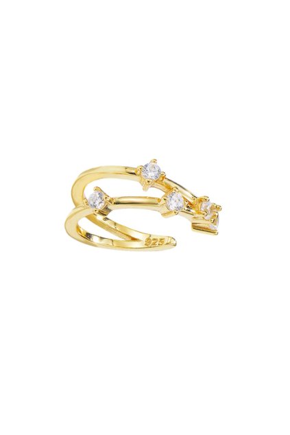 Stříbrná pozlacená ear cuff záušnice Stellar arc