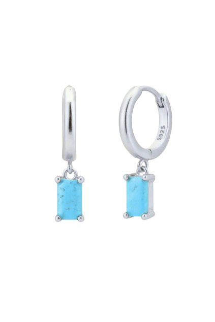 Stříbrná kruhová náušnice Crystal glow - Turquoise
