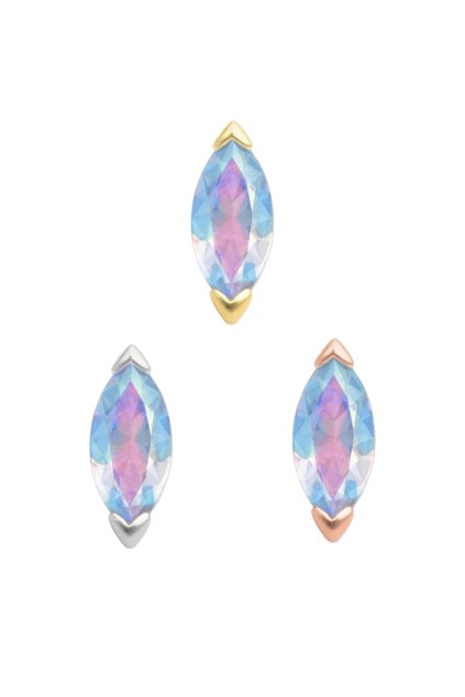 Bezzávitová koncovka piercingu Zuri ze 14 kt zlata 585/1000 s Mercury Mist Topazem