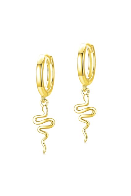 Stříbrné pozlacené kruhové náušnice Snake hoops