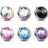 10pc Pack Implant Grade Titanium Internally Threaded Tops Crystal Flat Bezel Set for Dermal, Barbell, Labret and More