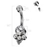 Titanový piercing do pupíku s vnitřním závitem a clusterem Lucia
