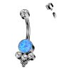 Titanový piercing do pupíku s vnitřním závitem a clusterem Lucia