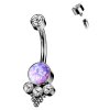 Titanový piercing do pupíku s vnitřním závitem a clusterem Lucia