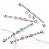 371379 4 ocelovy industrial piercing s vnitrnim zavitem a zirkonovymi topy
