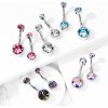 385089 4 titanovy piercing do pupiku s vnitrnim zavitem a swarovski zirkony