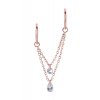 Ocelový PVD rosegold řetízek na piercing s dvěma čirými zirkony