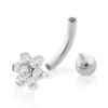 14g Titanium Internally Threaded Belly Ring Ball with Mini Flower Top ad 720x