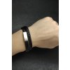 Kožený pletený náramek s rytinou textu na přání - černá spona
