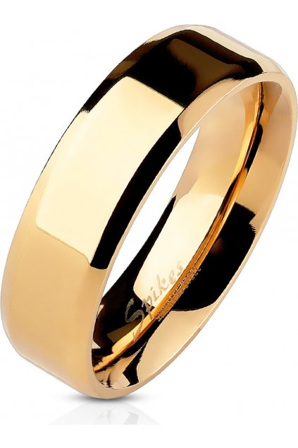 Oceľový Rosegold prsteň so skosenými okrajmi (Veľkosť prstenu 49)