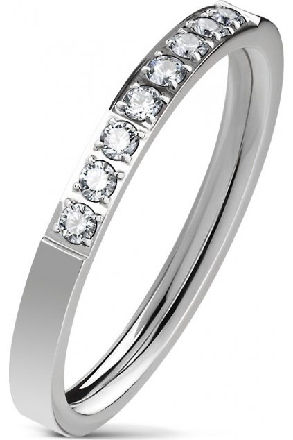 Oceľový prsteň s 8 zirkónmi (Veľkosť prstenu 52)
