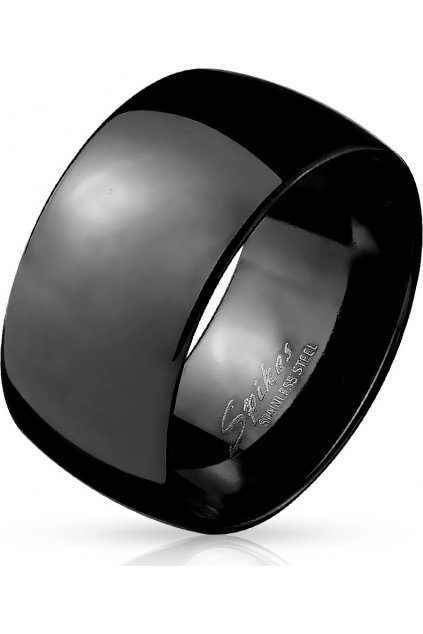 Široký čierny pánsky oceľový prsteň (Veľkosť prstenu 59)