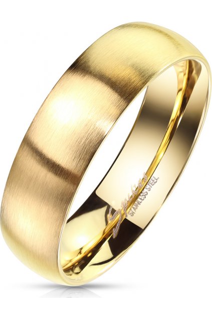 Zlatý oceľový prsteň s matným povrchom (Veľkosť prstenu 49)