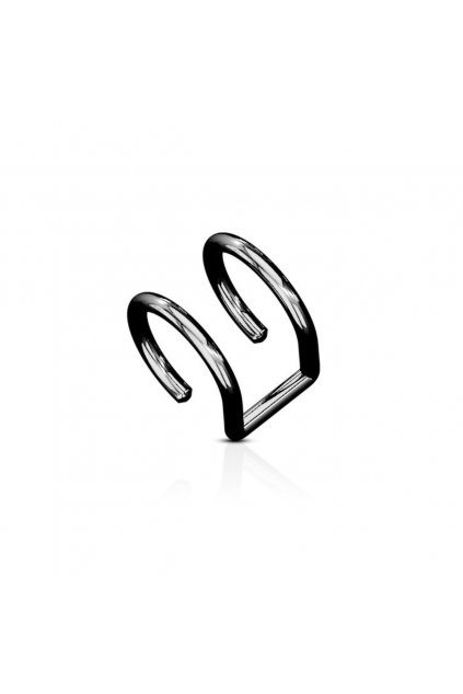 Barevný ocelový fake piercing - dvojitý kroužek - černý