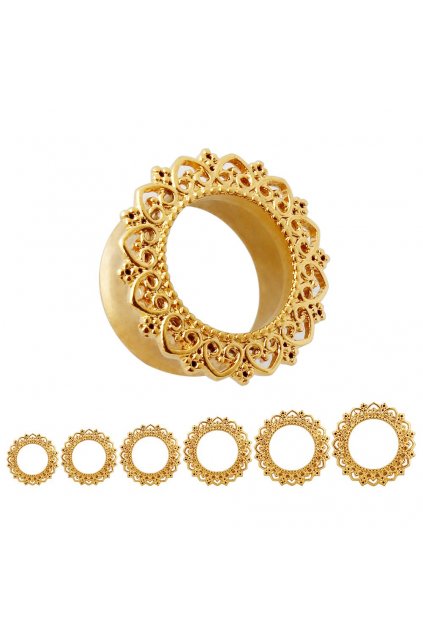 Oceľový tunel Gold lace (Veľkosť 10 mm)