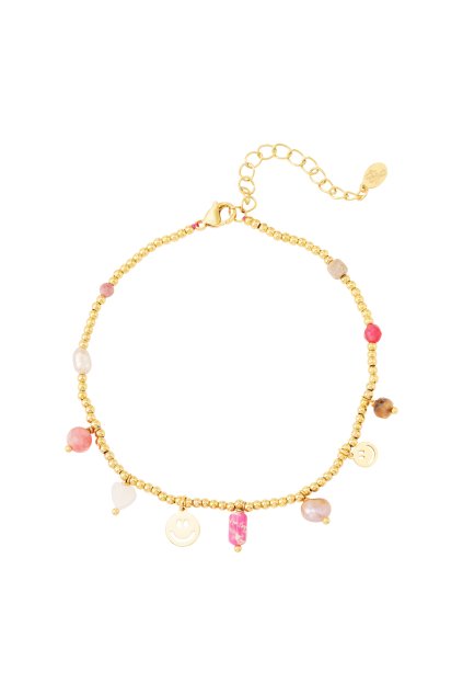 366000 2 ocelovy naramek na nohu rose beads