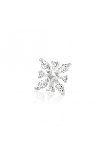 Bezzávitová koncovka piercingu ze 14 kt bílého zlata Gold snowflake - Elsa