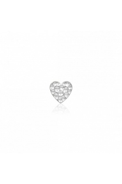 Hammered Heart - 4 mm - 14kt bílé zlato - koncovka piercingu
