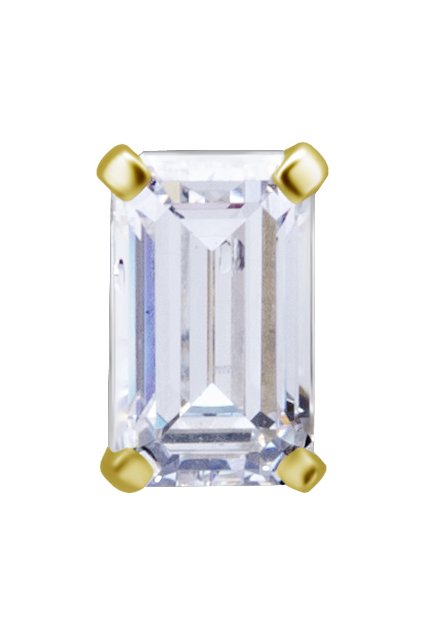 Koncovka Oktagon se Swarovski ® zirkonem z 18k žlutého zlata pro šperky s vnitřním závitem