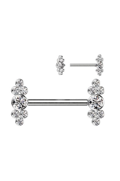 Titánová činka do bradavky s vnútorným závitom a čírymi zirkónmi Briella (Farba číra)