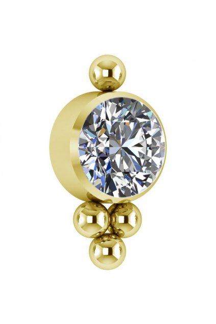 Titánová koncovka č. 6 v zlatej farbe s kryštálmi Swarovski® pre šperky s vnútorným závitom