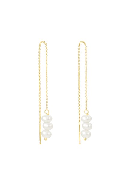 Strieborná pozlátená náušnica Pearl Thread (Množství 1 samostatný kus)