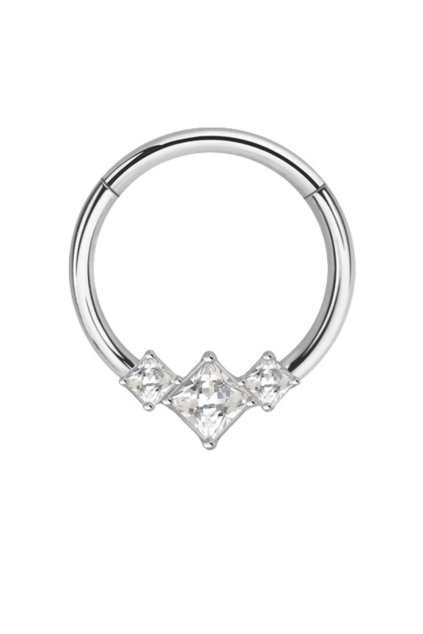 Oceľový segment s otváraním a CZ zirkónmi Ontax (Farba zlatá, Veľkosť 1,2 mm, Dĺžka / Priemer 8 mm)