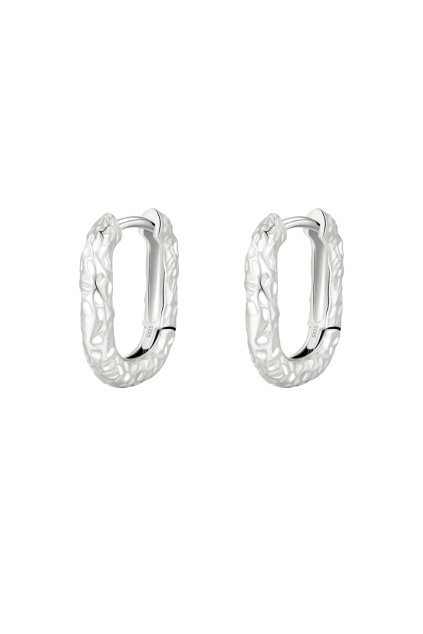 Strieborné kruhové náušnice Hammered Oval Hoops (Množstvo 1 samostatný kus)