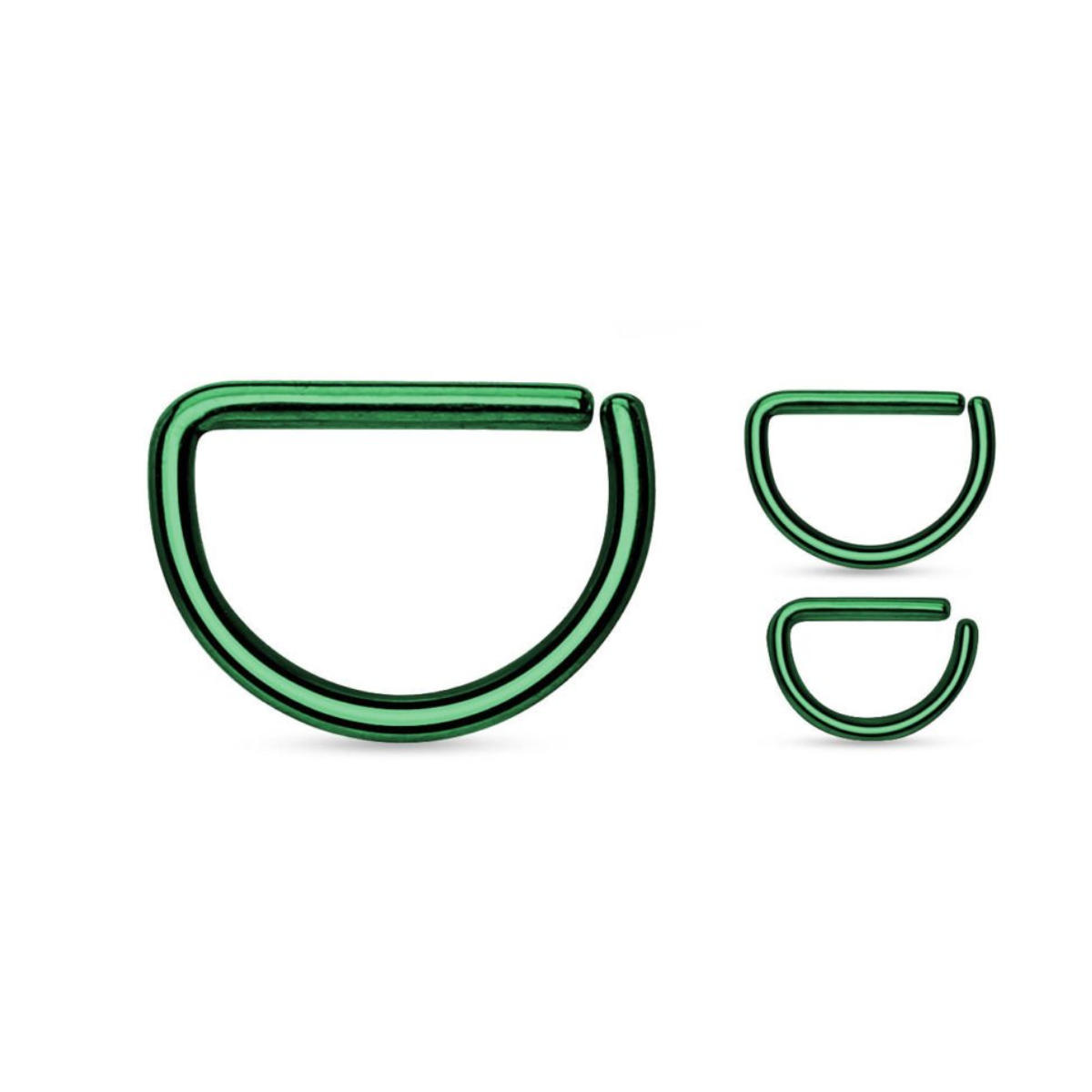 Farbený oceľový krúžok s rovnou časťou - rozbaľovací Farba: zelená, Veľkosť piercingu: 0,8 mm x 10 mm
