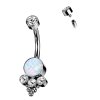 Titanový piercing do pupíku s vnitřním závitem a clusterem Lucia
