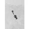 Titanový piercing do pupíku s vnitřním závitem a přírodním kamenem Gemini Hematit