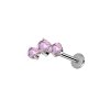 Titánová labreta s vnútorným závitom a 3 vsadenými zirkónmi Livar (Farba Aurora borealis / dúhová, Veľkosť 1,2 mm, Dĺžka / Priemer 5 mm)