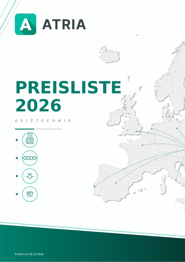 Titelseite der ATRIA B2B-Musterpreisliste 2026