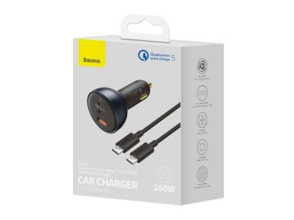 1370235 baseus car charger fast charger u c c pd 3 0 qc 5 0 pps with c c cable 100w 20v 1 5a 1m 160w black tzcczm 0g