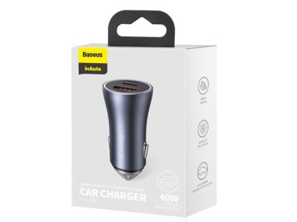 934320 baseus car charger golden contactor pro dual quick charger u c power delivery 3 0 quick charge 4 scp fcp afc 40w dark gray ccjd 0g